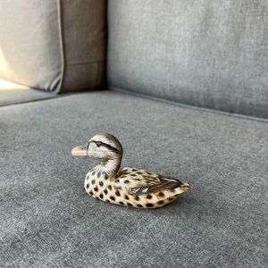Hand painted wooden mini duck figurine, 4” X 2”, great condition